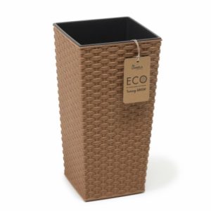 Maceta "RATTAN ECO" acabado efecto madera 25 × 25 cm · plástico