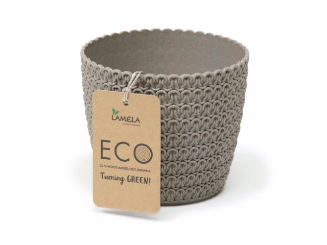 Maceta "MAGNOLIA JERSEY ECO" color gris 14 cm · plástico