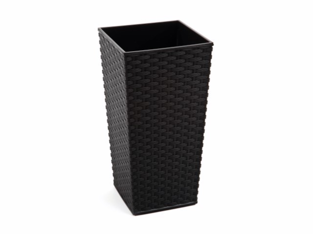 Maceta "RATTAN" color negro 19 × 36 cm · plástico
