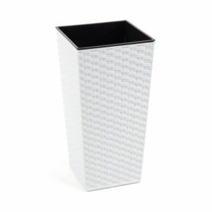 Maceta "RATTAN" color blanco 19 × 36 cm · plástico