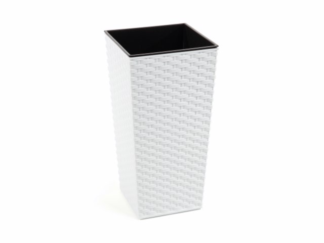 Maceta "RATTAN" color blanco 19 × 36 cm · plástico