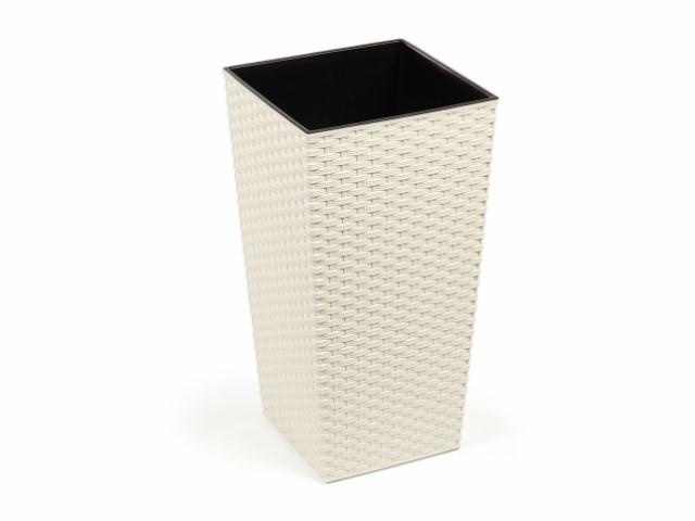 Maceta "RATTAN" color crema 19 × 36 cm · plástico