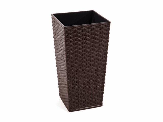 Maceta "RATTAN" color café 19 × 36 cm · plástico