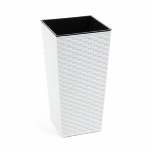 Maceta "RATTAN" color blanco 25 × 46 cm · plástico