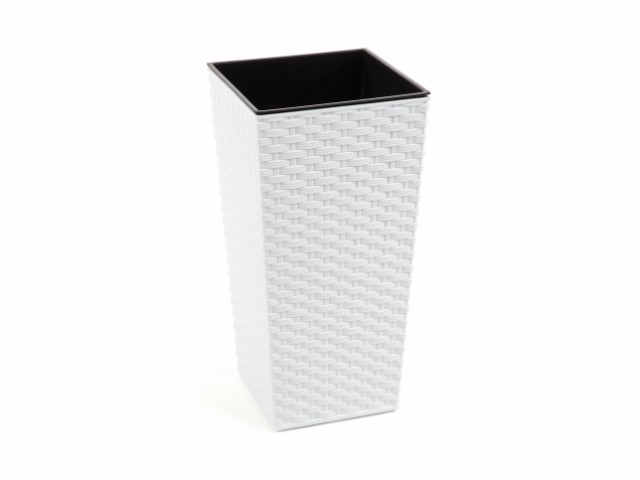 Maceta "RATTAN" color blanco 25 × 46 cm · plástico