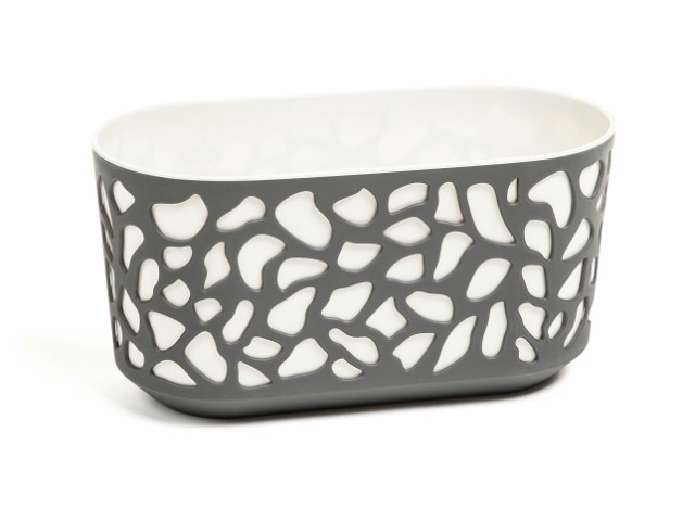 Jardinera "DUET" color gris+blanco 60 × 19 × 20 cm · plástico