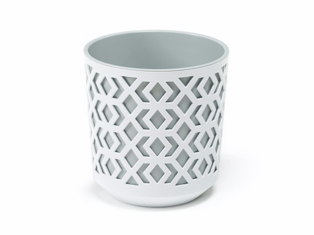 Maceta "AZTEK" color blanco+gris 14 × 15 cm · plástico