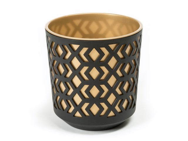 Maceta "AZTEK" color negro+dorado 14 × 15 cm · plástico