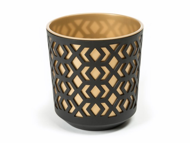 Maceta "AZTEK" color negro+dorado 19 × 20 cm · plástico