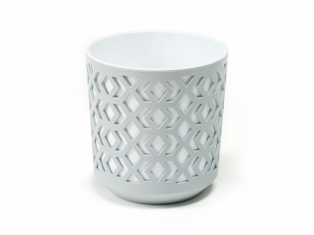 Maceta "AZTEK" color gris+blanco 19 × 20 cm · plástico