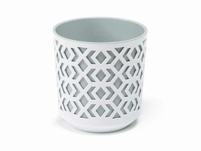 Maceta "AZTEK" color blanco+gris 25 × 27 cm · plástico