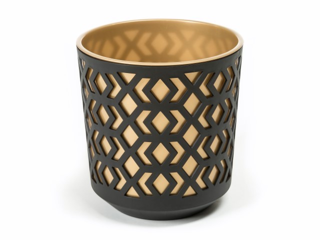 Maceta "AZTEK" color negro+dorado 25 × 27 cm · plástico