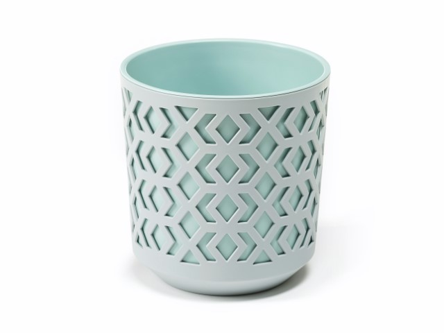 Maceta "AZTEK" color gris+verde 25 × 27 cm · plástico