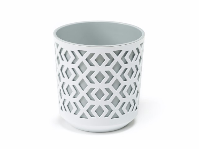 Maceta "AZTEK" color blanco+gris 29 × 32 cm · plástico