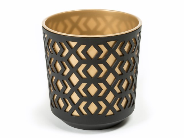 Maceta "AZTEK" color negro+dorado 29 × 32 cm · plástico