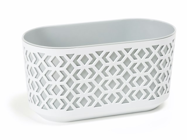 Jardinera "AZTEK" color blanco+gris 40 × 19 × 20 · plástico