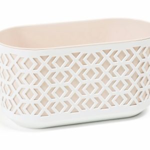 Jardinera "AZTEK" color blanco+rosa 40 × 19 × 20 · plástico