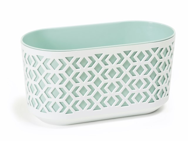Jardinera "AZTEK" color blanco+verde 40 × 19 × 20 · plástico