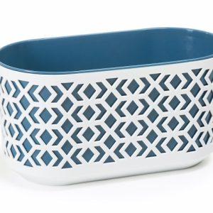 Jardinera "AZTEK" color blanco+azul 40 × 19 × 20 · plástico