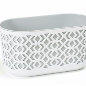 Jardinera "AZTEK" color blanco+gris 60 × 19 × 20 cm · plástico