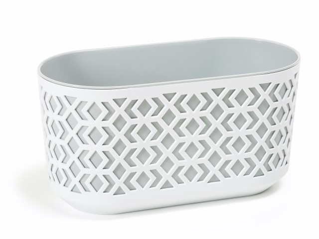 Jardinera "AZTEK" color blanco+gris 60 × 19 × 20 cm · plástico