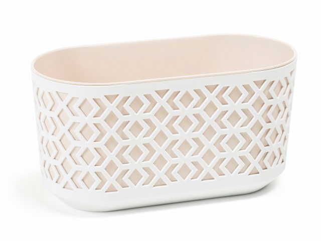 Jardinera "AZTEK" color blanco+rosa 60 × 19 × 20 cm · plástico