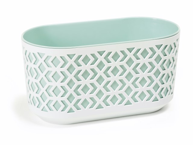 Jardinera "AZTEK" color blanco+verde 60 × 19 × 20 cm · plástico