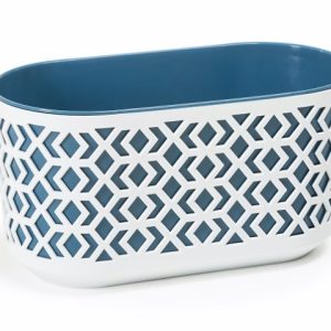 Jardinera "AZTEK" color blanco+azul 60 × 19 × 20 cm · plástico