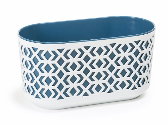 Jardinera "AZTEK" color blanco+azul 60 × 19 × 20 cm · plástico