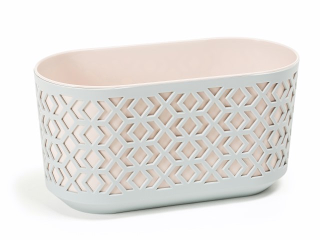 Jardinera "AZTEK" color gris+rosa 60 × 19 × 20 cm · plástico
