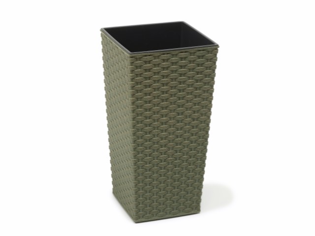 Maceta "RATTAN ECO" color verde bosque 25 × 46 cm · plástico