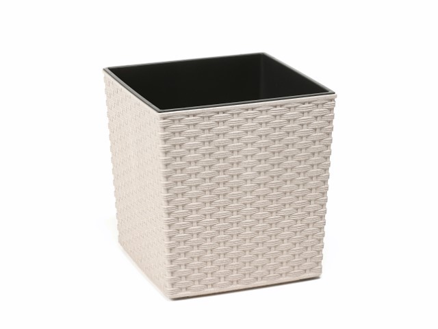Maceta "RATTAN ECO" color blanco 25 × 26 cm · plástico