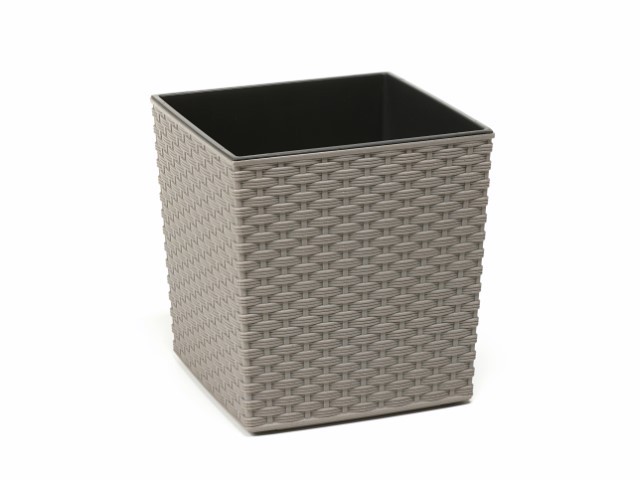 Maceta "RATTAN ECO" color gris 25 × 26 cm · plástico