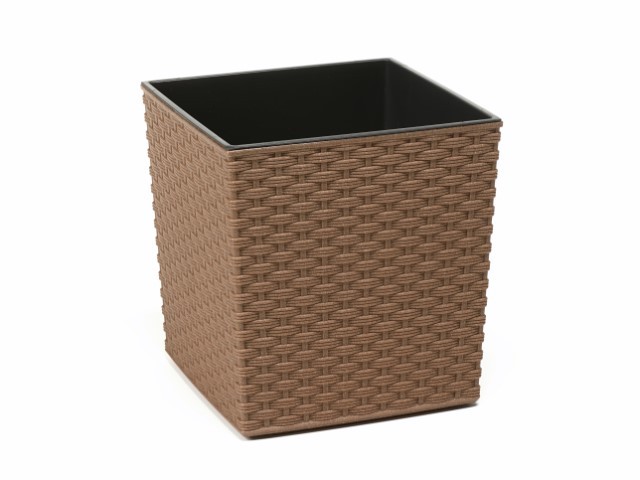 Maceta "RATTAN ECO" acabado madera natural 25 × 26 cm · plástico