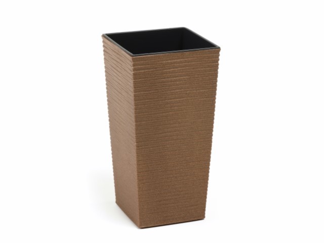 Maceta "DLUTO ECO" acabado madera natural 25 × 46 cm · plástico