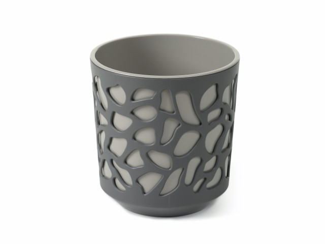 Maceta "DUET" color gris+gris 14 × 15 cm · plástico
