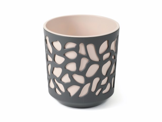 Maceta "DUET" color gris+rosa 25 × 27 cm · plástico