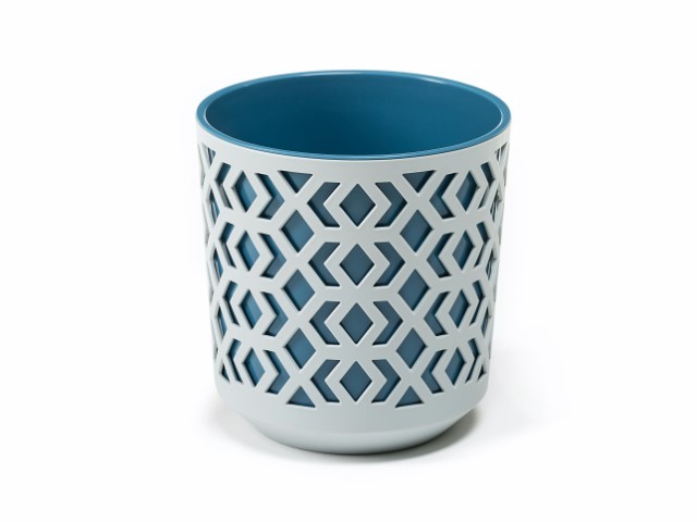 Maceta "AZTEK" color gris+azul 29 × 32 cm · plástico