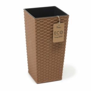 Maceta "RATTAN ECO" acabado efecto madera 30 × 57 cm · plástico