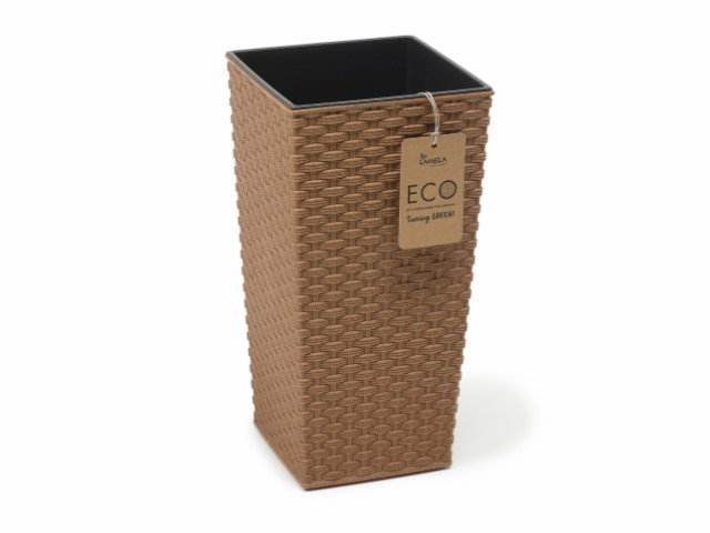 Maceta "RATTAN ECO" acabado efecto madera 30 × 57 cm · plástico