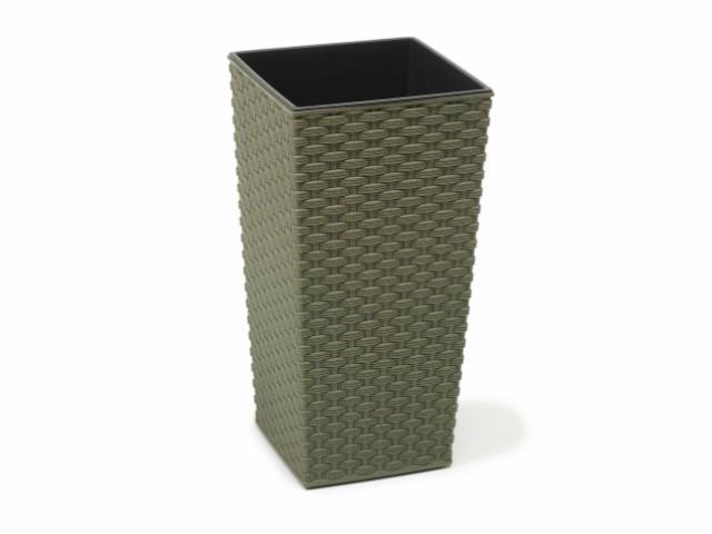 Maceta "RATTAN ECO" color verde bosque 30 × 57 cm · plástico