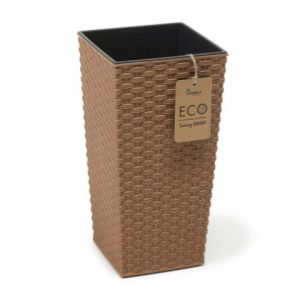 Maceta "RATTAN ECO" acabado efecto madera 35 × 68 cm · plástico