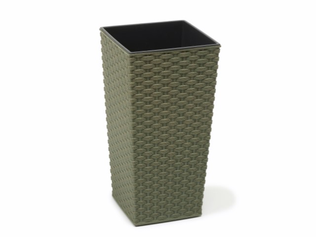 Maceta "RATTAN ECO" color verde bosque 35 × 68 cm · plástico