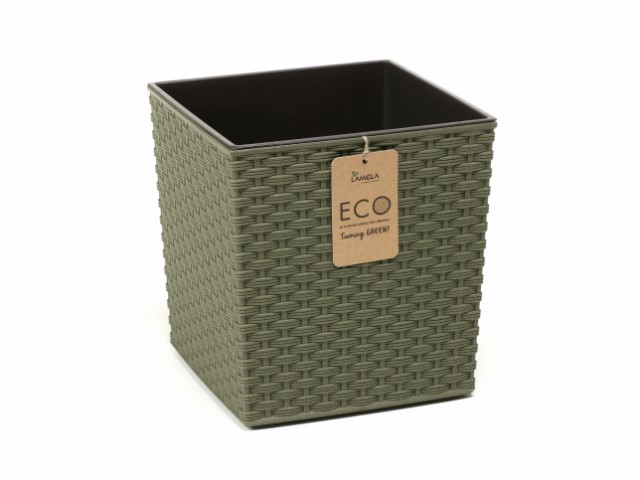 Maceta "JUKA RATTAN ECO" color verde bosque 30 × 31 cm · plástico
