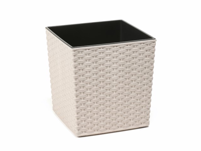 Maceta "JUKA RATTAN ECO" color blanco 40 × 41 cm · plástico