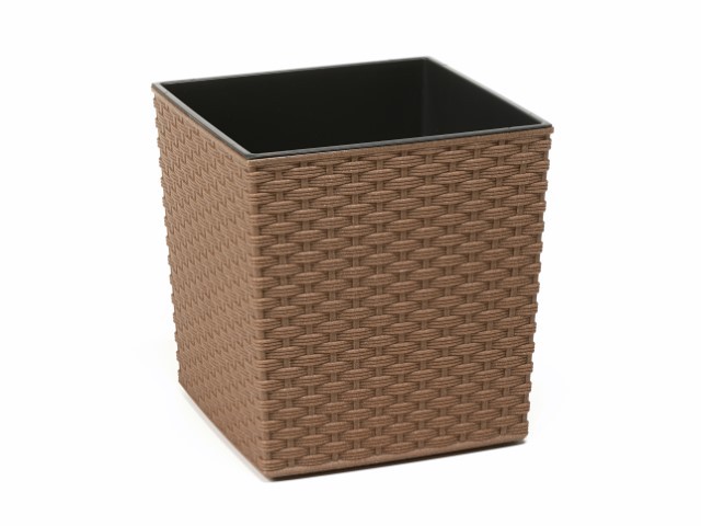Maceta "JUKA RATTAN ECO" acabado madera natural 40 × 41 cm · plástico