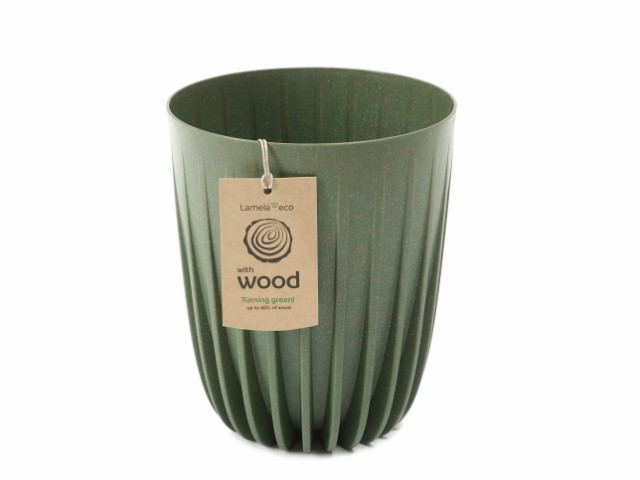 Maceta "MIRA ECO MADERA" color verde bosque 30 × 35 cm · plástico