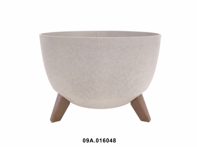 Maceta "ROMA ECO MADERA" color blanco 33 cm · plástico