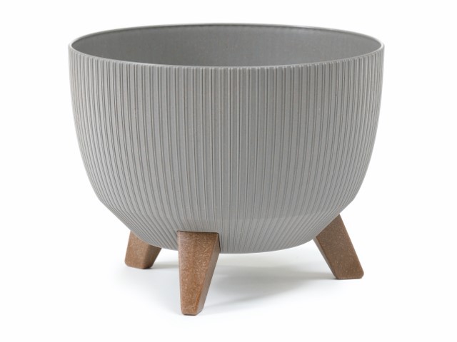 Maceta "ROMA ECO MADERA" color gris 24 × 15 cm · plástico
