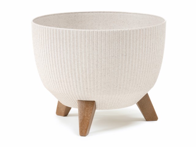 Maceta "ROMA ECO MADERA" color blanco 33 × 18 cm · plástico